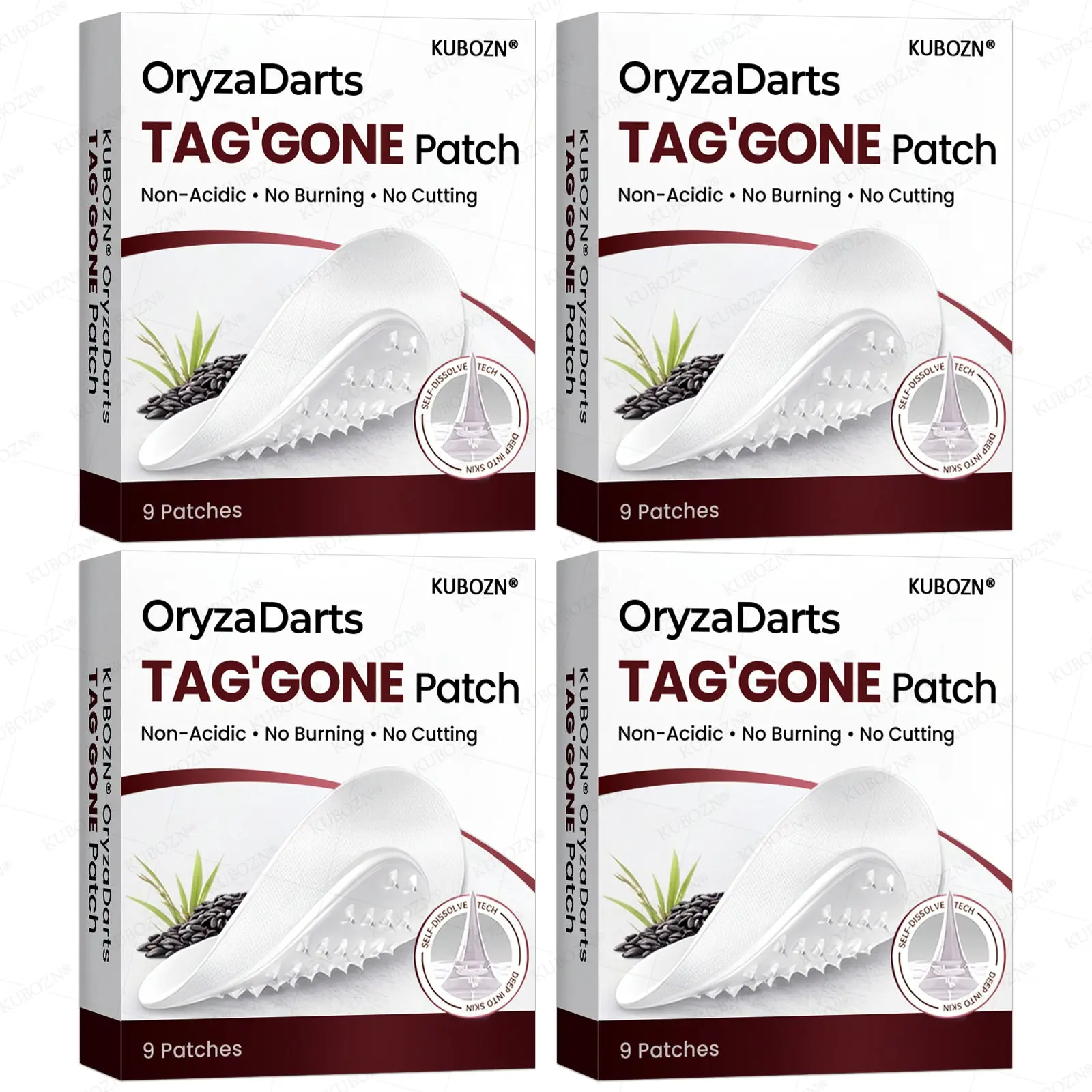 KUBOZN® OryzaDarts TAGGONE Patch Pain-Free Root-Level Removal Powered by Black Rice MicroDarts.