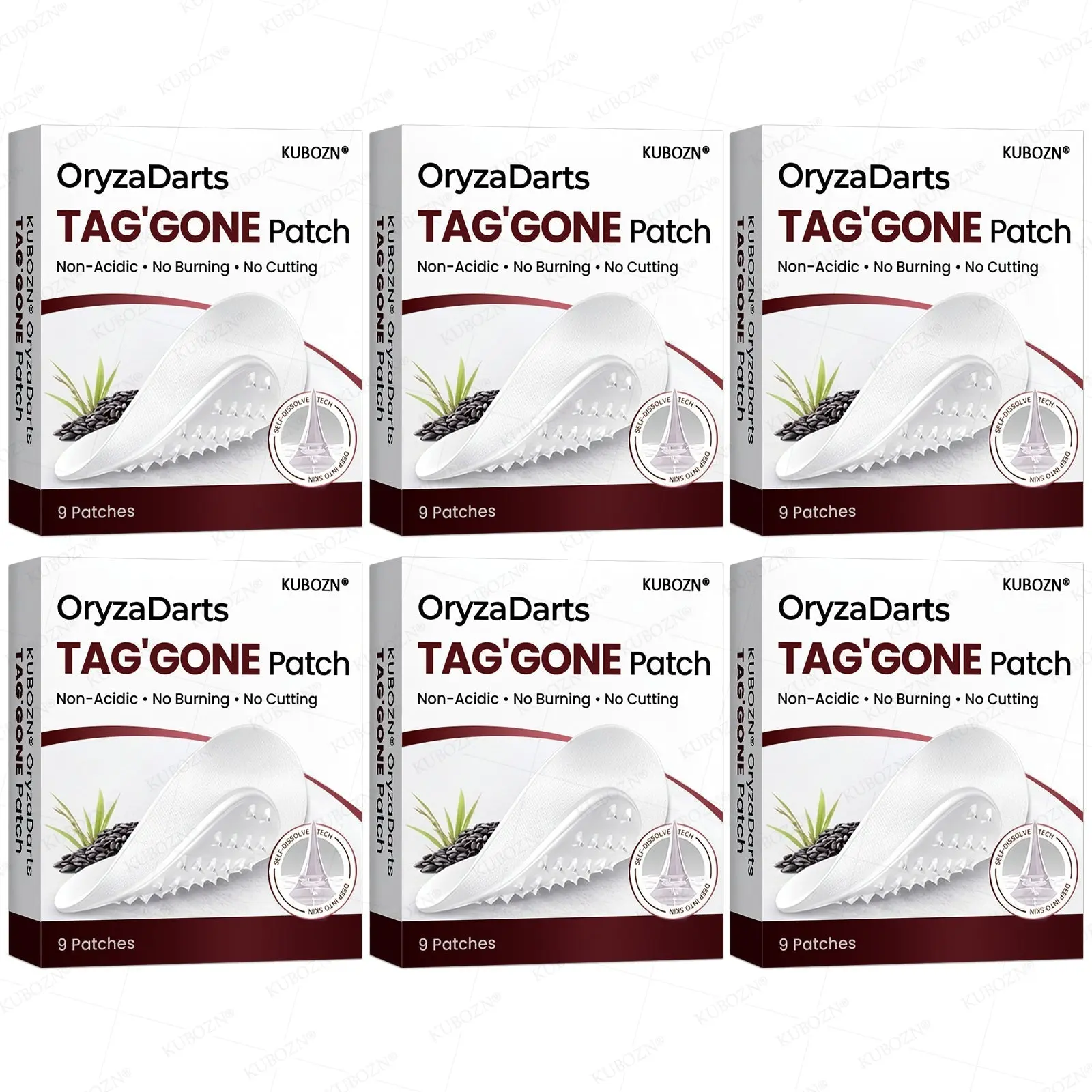 KUBOZN® OryzaDarts TAGGONE Patch Pain-Free Root-Level Removal Powered by Black Rice MicroDarts.
