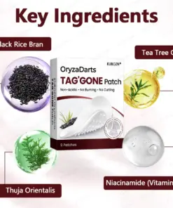 KUBOZN® OryzaDarts TAGGONE Patch Pain-Free Root-Level Removal Powered by Black Rice MicroDarts.