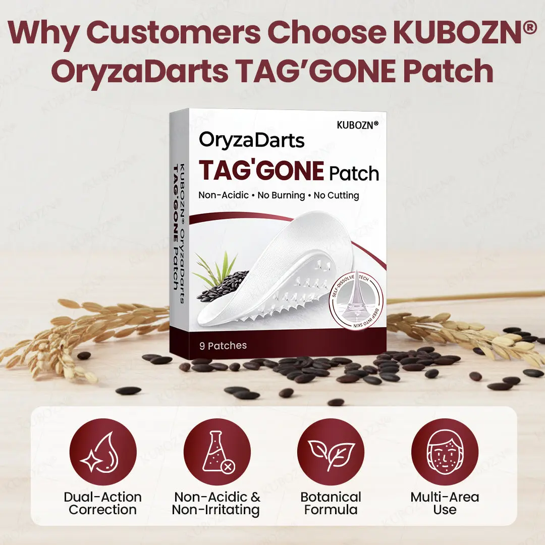 KUBOZN® OryzaDarts TAGGONE Patch Pain-Free Root-Level Removal Powered by Black Rice MicroDarts.