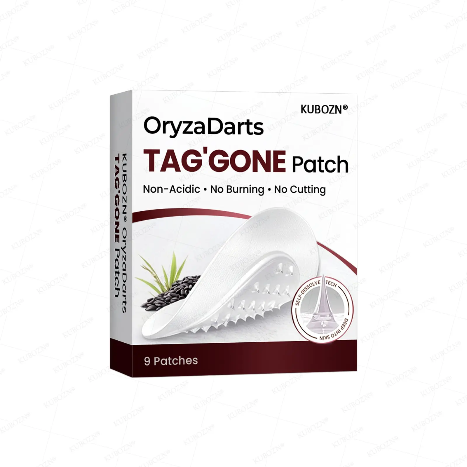 KUBOZN® OryzaDarts TAGGONE Patch Pain-Free Root-Level Removal Powered by Black Rice MicroDarts.