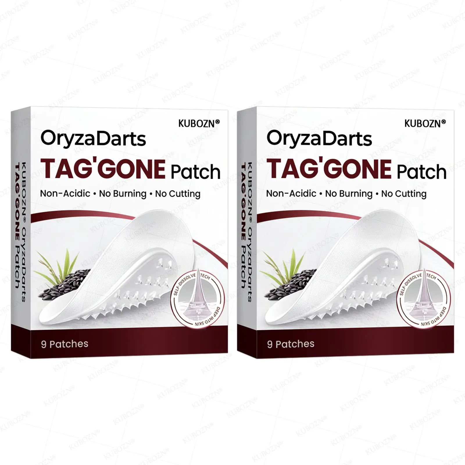 KUBOZN® OryzaDarts TAGGONE Patch Pain-Free Root-Level Removal Powered by Black Rice MicroDarts.