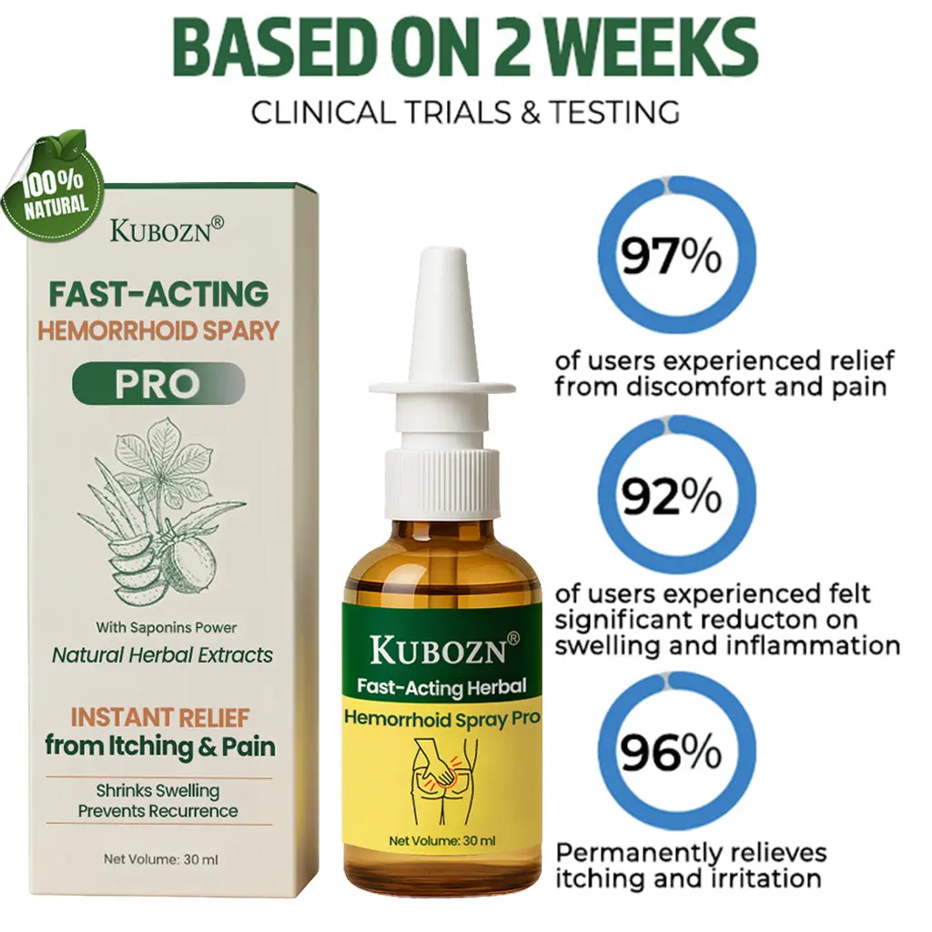 KUBOZN® Fast-Acting Herbal Hemorrhoid Spray Pro(Stops Bleeding Instantly Targets Internal/External Piles)