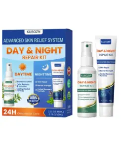 KUBOZN® Eczema Day & Night Repair System - 100% Steroid-Free Relief Duo for Intense Itch, Redness & Broken Skin