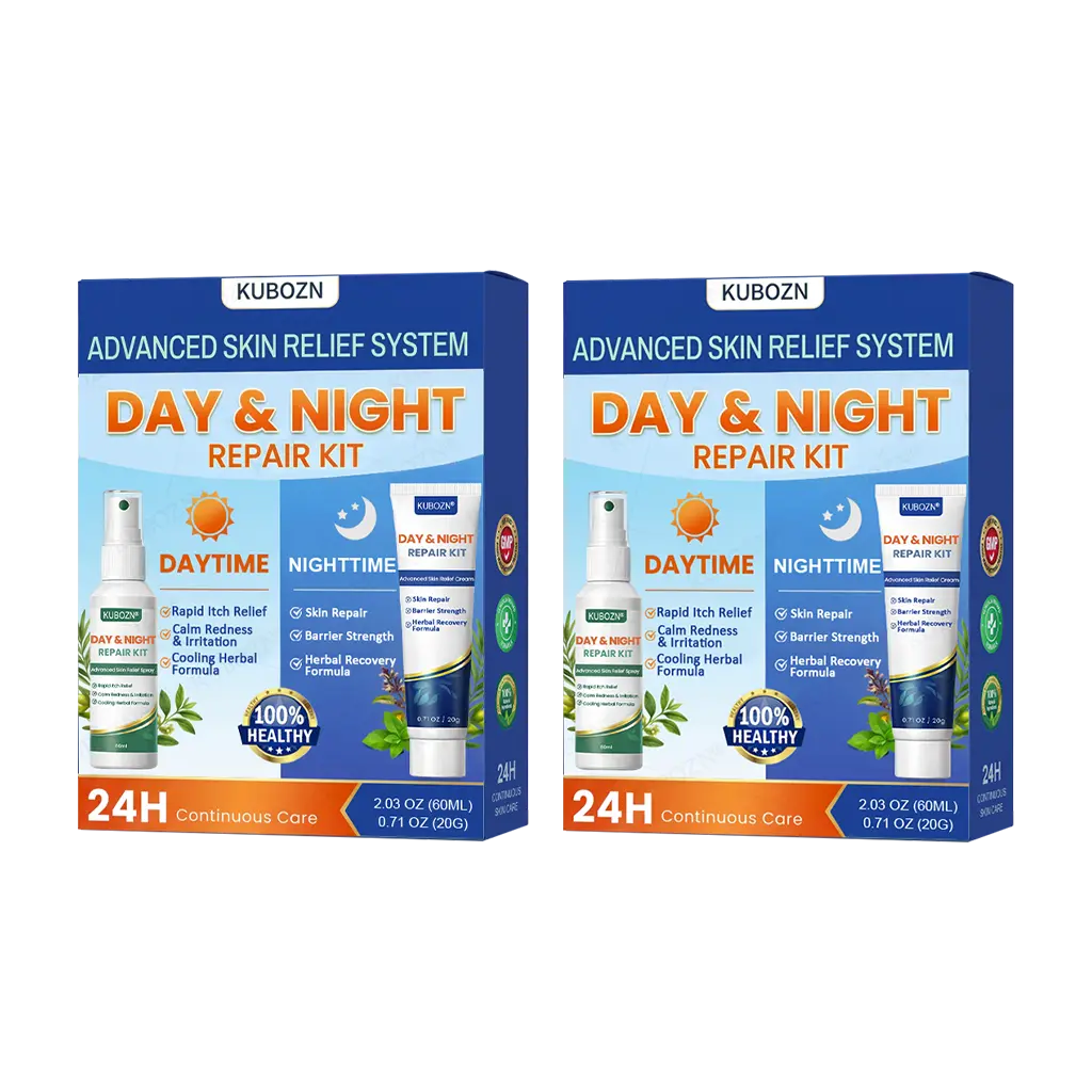 KUBOZN® Eczema Day & Night Repair System - 100% Steroid-Free Relief Duo for Intense Itch, Redness & Broken Skin