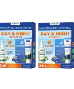 KUBOZN® Psoriasis Day & Night Repair System - 100% Steroid-Free Relief Duo for Plaques, Scaling & Itch